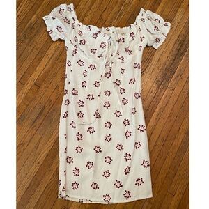 Polly white bodycon dress with red flowers